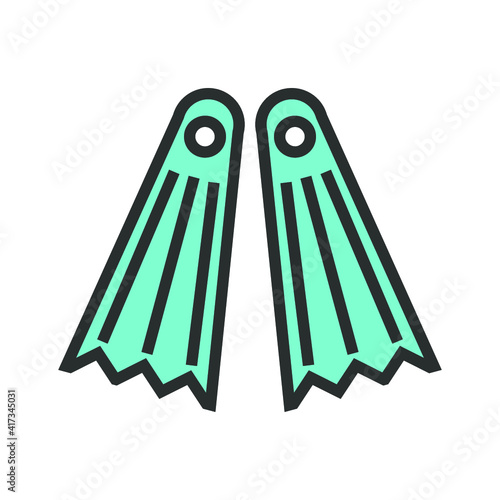 Vector illustration of summer holidays attributes on background. Flippers icon.	