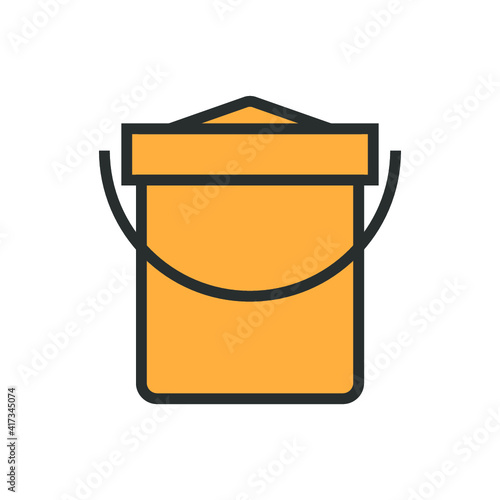 Vector illustration of summer holidays attributes on background. A beach bucket icon.	