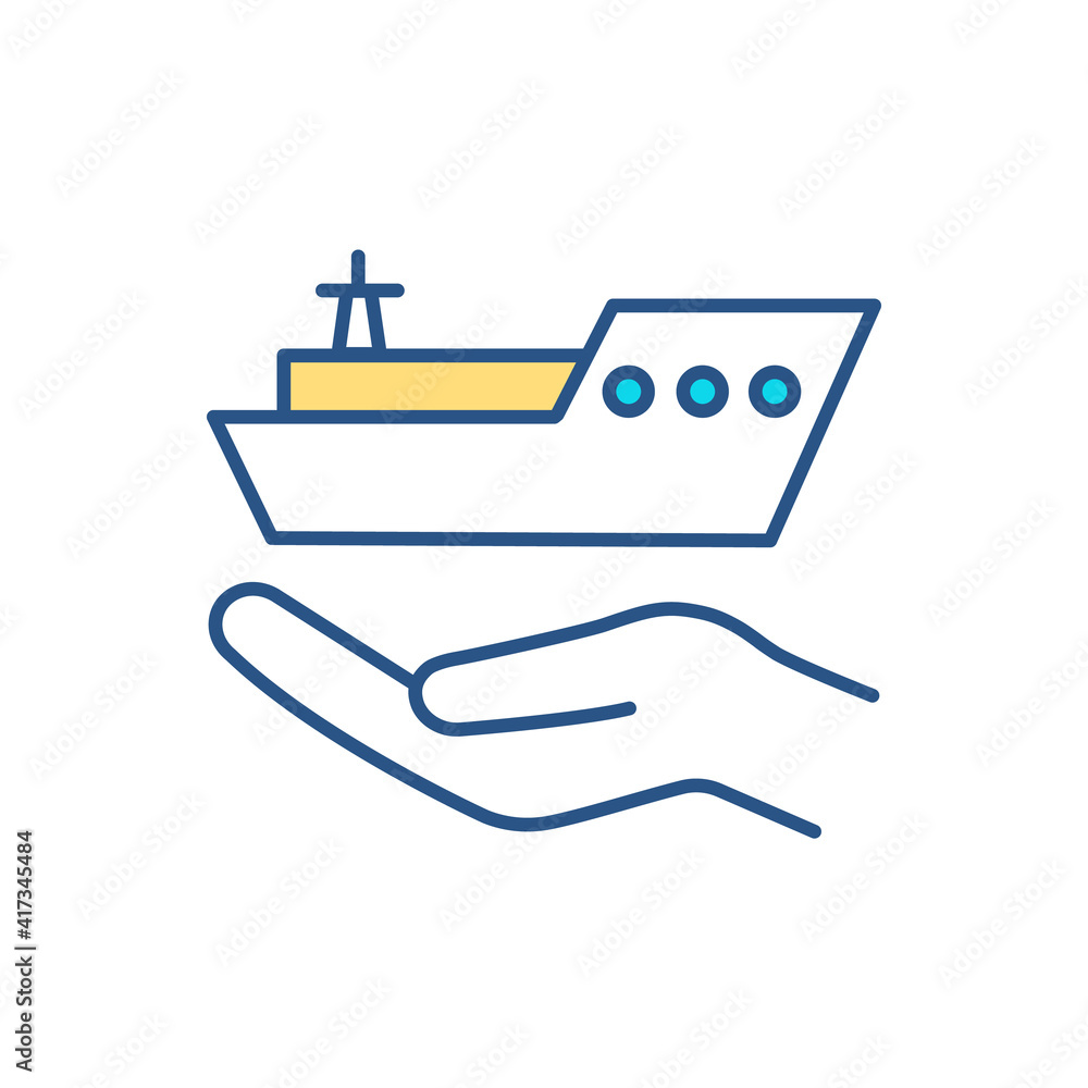 Preventative ship maintenance RGB color icon. Regular sea going vessels checking and repairing. Boats appearance maintaining. Providing safe environment for crew. Isolated vector illustration Preventative ship maintenance RGB color icon. Regular sea going vessels checking and repairing. Boats appearance maintaining. Providing safe environment for crew. Isolated vector illustration
