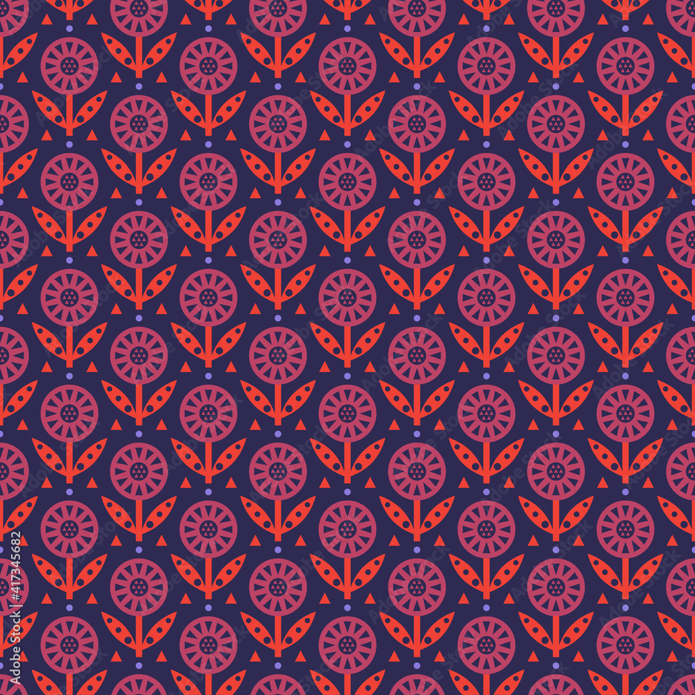 Seamless background with red flowers Seamless background with red flowers