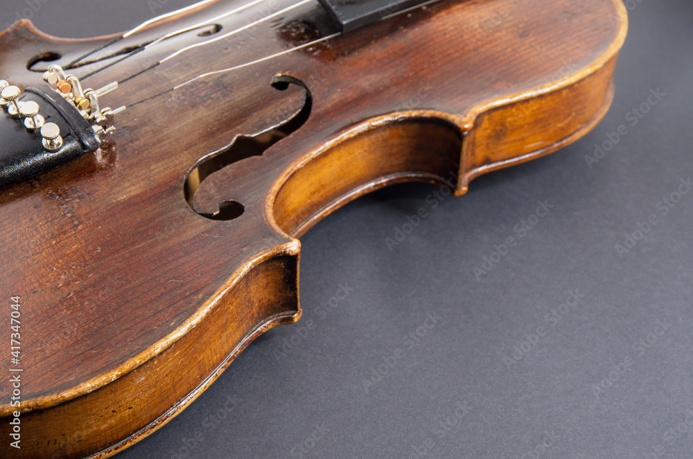 Fototapeta premium Violin music instrument of orchestra closeup