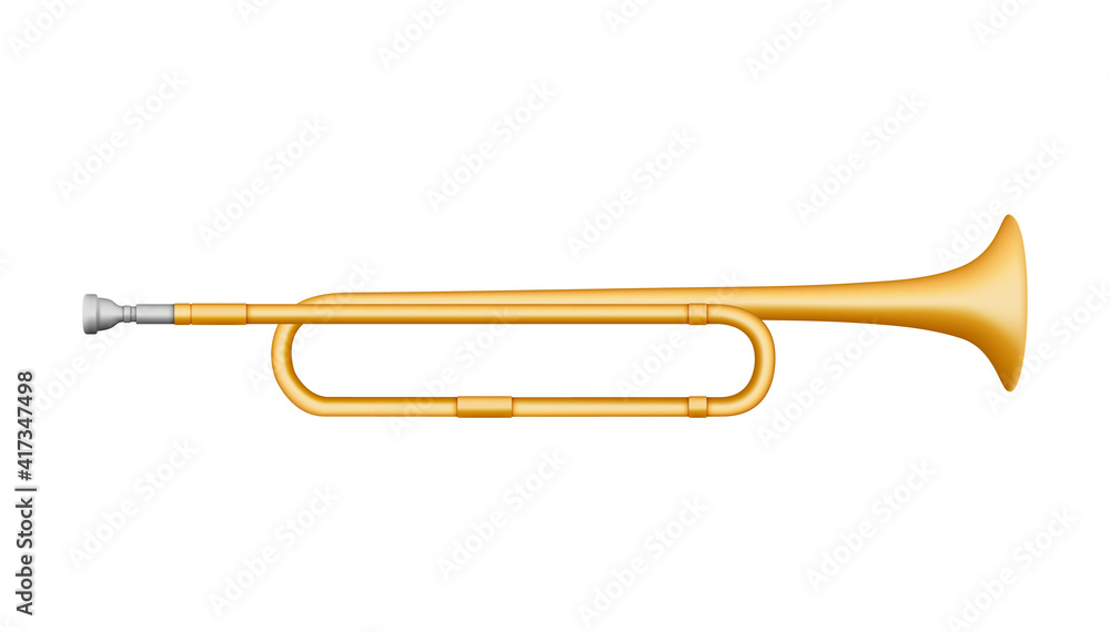Gold Trumpet. Musical instrument. 3D effect vector illustration EPS10 Gold Trumpet. Musical instrument. 3D effect vector illustration EPS10