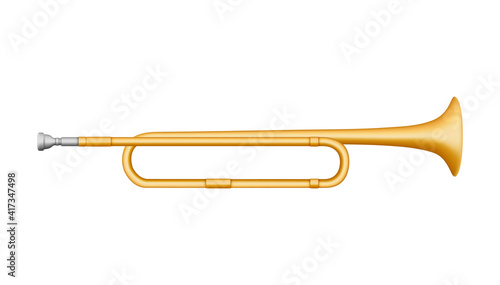 Gold Trumpet. Musical instrument. 3D effect vector illustration EPS10