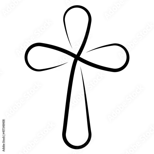 Calligraphy Christian cross, vector calligraphy lines cross, tattoo sign symbol faith in God and Jesus Christ