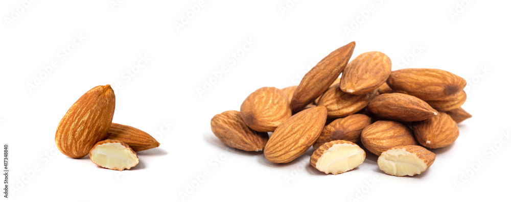 group of almonds isolated on white group of almonds isolated on white