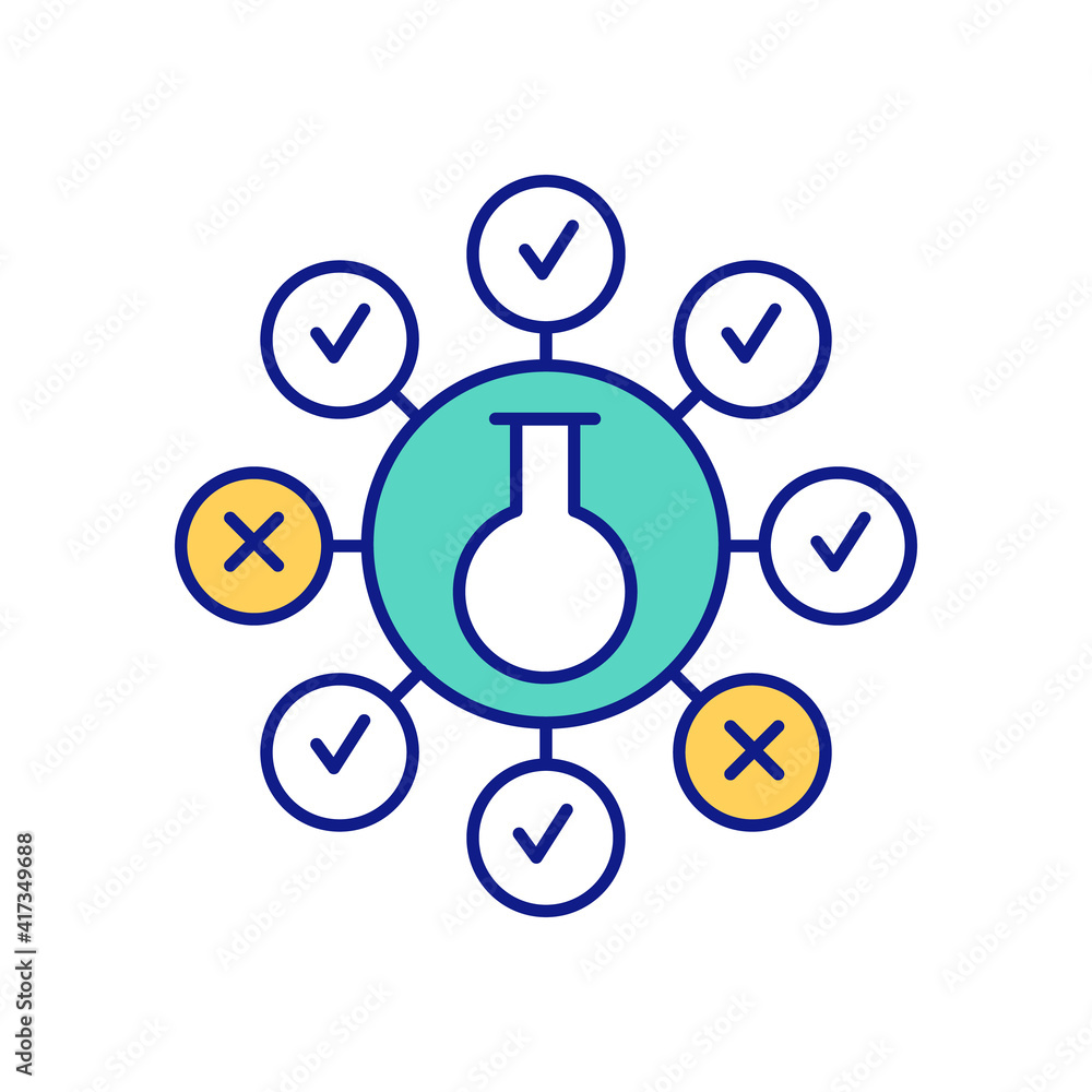 Scientific method and hypothesis testing RGB color icon. Testability and falsifiability. Systems of knowledge and scientific investigation. Essential component. Isolated vector illustration