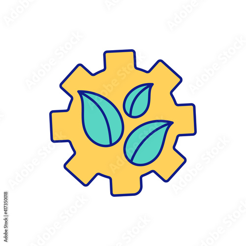 Gear of mechanism RGB color icon. Doing qualitative research. Using method of of interview. Information writing in notes and transcripts. Recording process of research. Isolated vector illustration