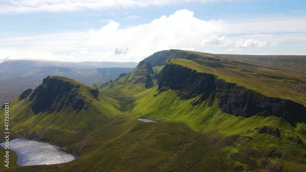 Short fly in to the hills of Quiraing, Isle of Skye, Scotland