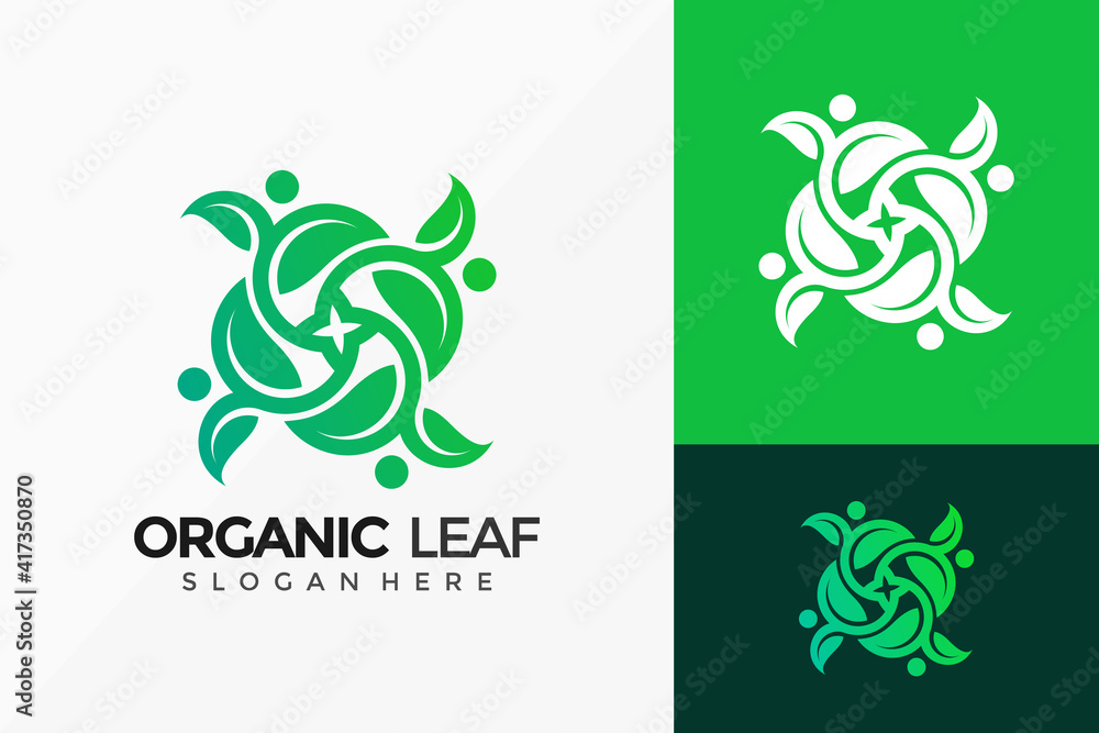 Fototapeta premium Organic People Leaf Logo Design. Modern Idea logos designs Vector illustration template
