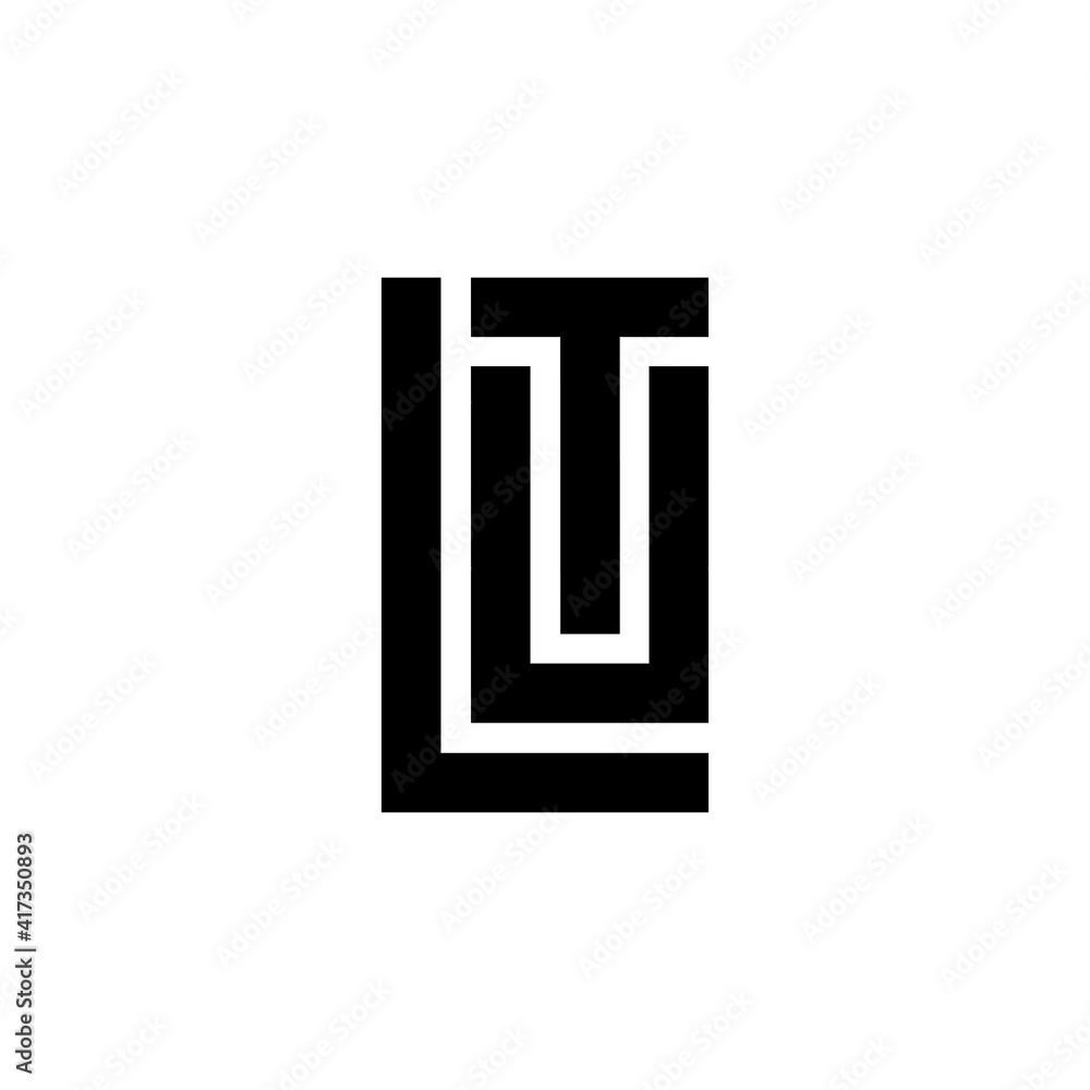 Black and white letter LTU TUL initial logo icon Black and white letter LTU TUL initial logo icon