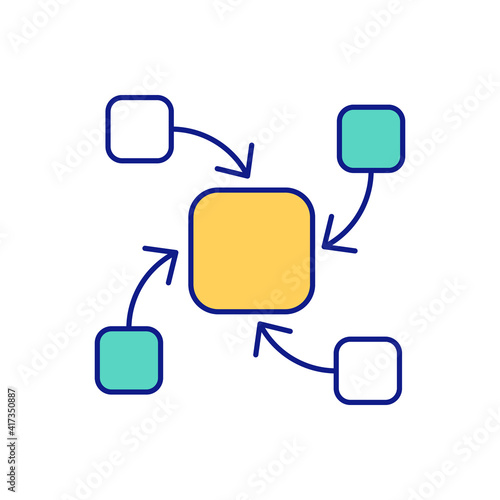 Influence of external factors on object RGB color icon. Qualitative and quantitative research methods. Experimentation and theory. Information of project. Isolated vector illustration