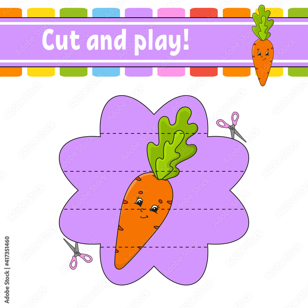 Cut and play. Educational activity worksheet for kids and toddlers
