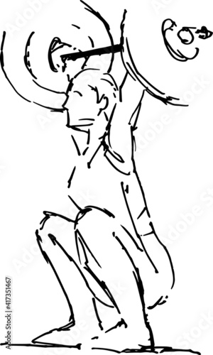 Athlete weightlifting competition health concept sports competition hand-drawn sketch simple lines vector illustration universal sports fitness