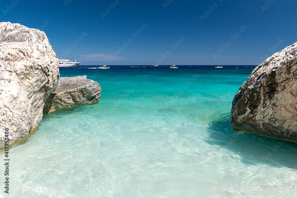 The coastline in Cala Mariolu, famous bay beach in the Orosei gulf (Sardinia, Italy)