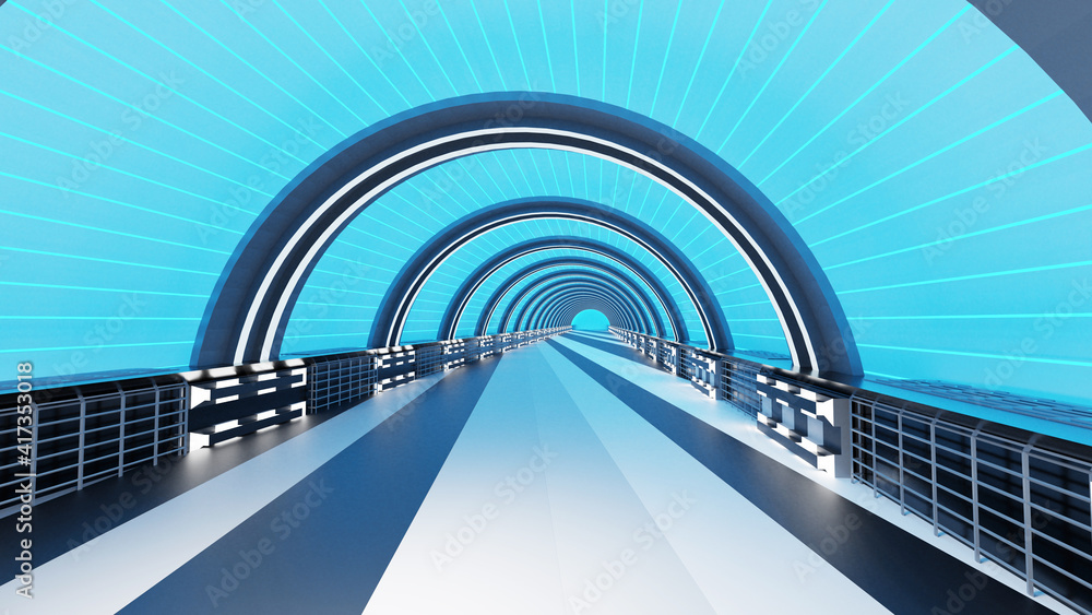 Obraz premium Interior hallway 3d rendering of future