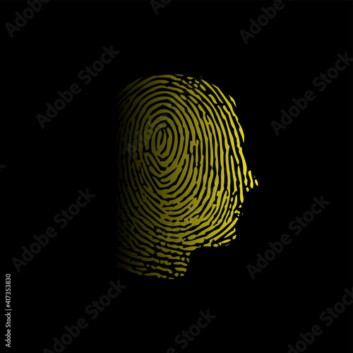Face ID yellow background with fingerprint