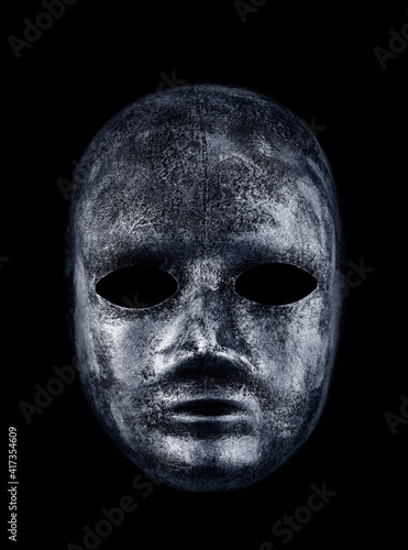 Creepy mask isolated on black with clipping path