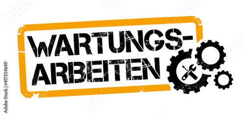  WARTUNGSARBEITEN - Stempel mit Symbol deutschem Text - Vektor Illustration