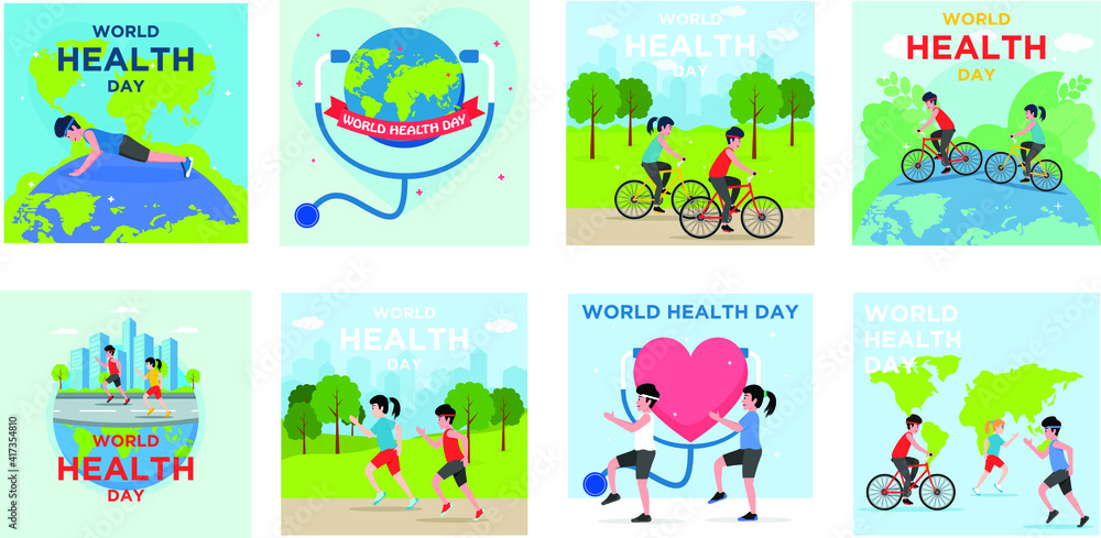 Bundle World Health Day Flat Design Bundle World Health Day Flat Design