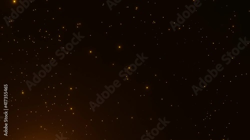 abstract glowing Gold glitter dust particles background 3D rendering
