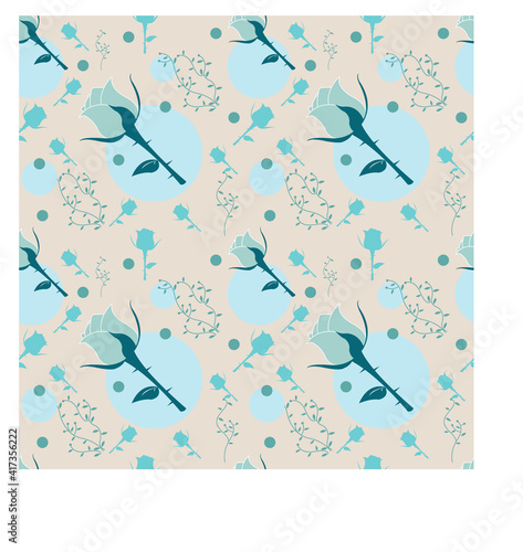 Bright seamless pattern flowers drawn and foliage on paper paints. Suitable for textile design and other users