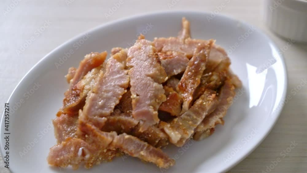 Grilled Pork Neck or Charcoal-boiled Pork Neck with Thai Spicy Dipping Sauce Grilled Pork Neck or Charcoal-boiled Pork Neck with Thai Spicy Dipping Sauce