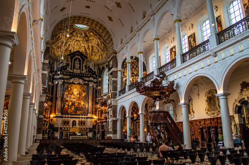 Antwerp  Belgium - July 12  2019  Inside the 17th century Saint Charles Borromeo church in Antwerp  Belgium