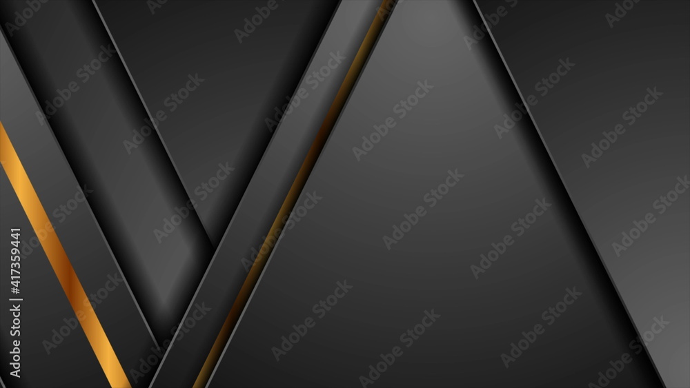Black abstract corporate background with golden stripes Black abstract corporate background with golden stripes