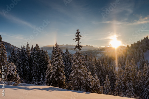 sunset in a mountain landscape in Allgaeu, Germany