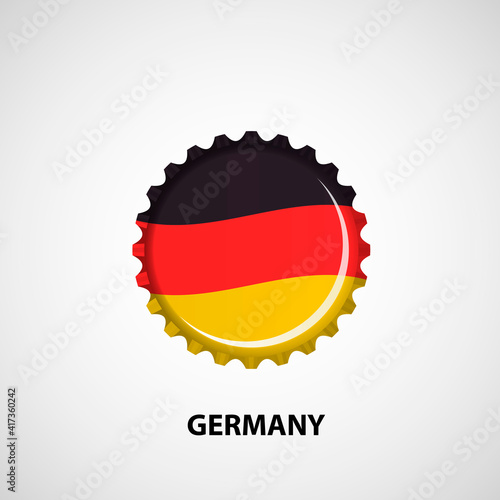 Flag bottle cap on white background. Germany flag background. Abstract isolated vector illustration