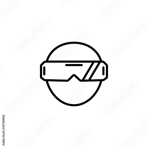 Human line icon with oculus. Virtual reality illustration. simple illustration. mobile concept app line icon and web design. Editable stroke. Design template vector