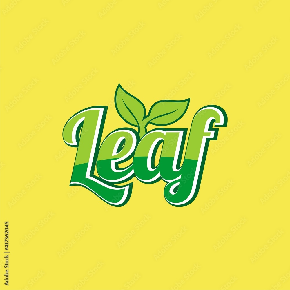 Naklejka premium Leaf typography logo design