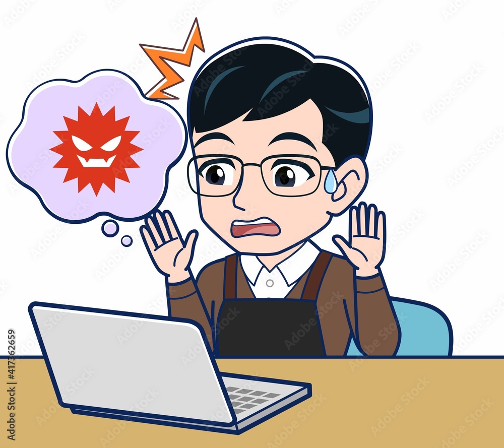 エプロンをしたアルバイトの男性 エプロンをしたアルバイトの男性