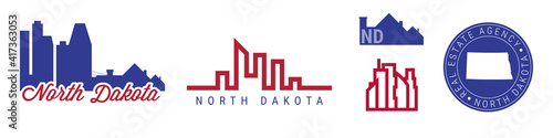 North Dakota real estate agency. US realty vector emblem icon set photo