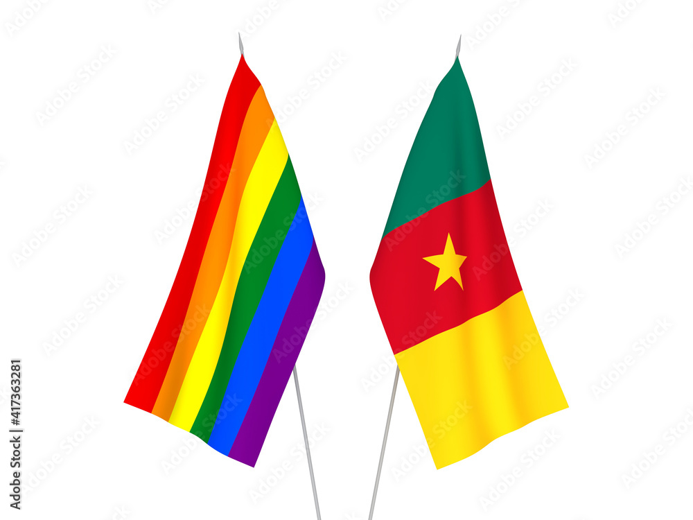 Rainbow gay pride and Cameroon flags Rainbow gay pride and Cameroon flags