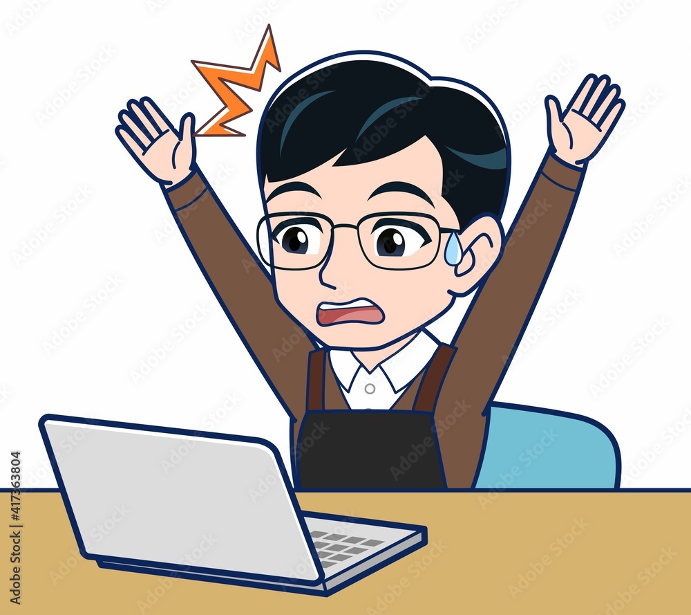 エプロンをしたアルバイトの男性