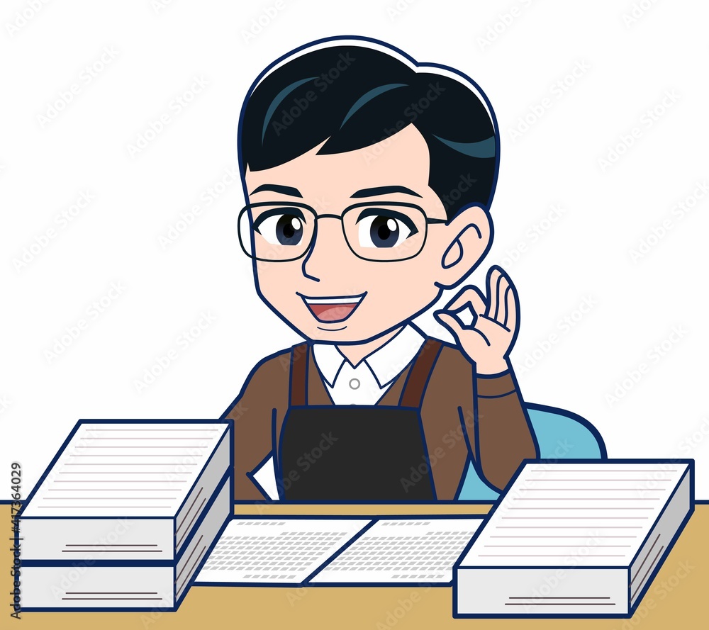 エプロンをしたアルバイトの男性