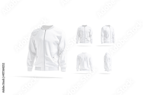 Fototapeta Blank white bomber jacket mockup, different views set