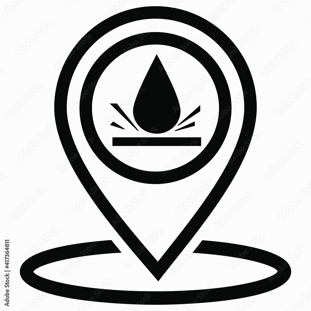 Location and drop. Place of rain. Weather illustration. Geodata about a thunderstorm. Vector icon. Location and drop. Place of rain. Weather illustration. Geodata about a thunderstorm. Vector icon.