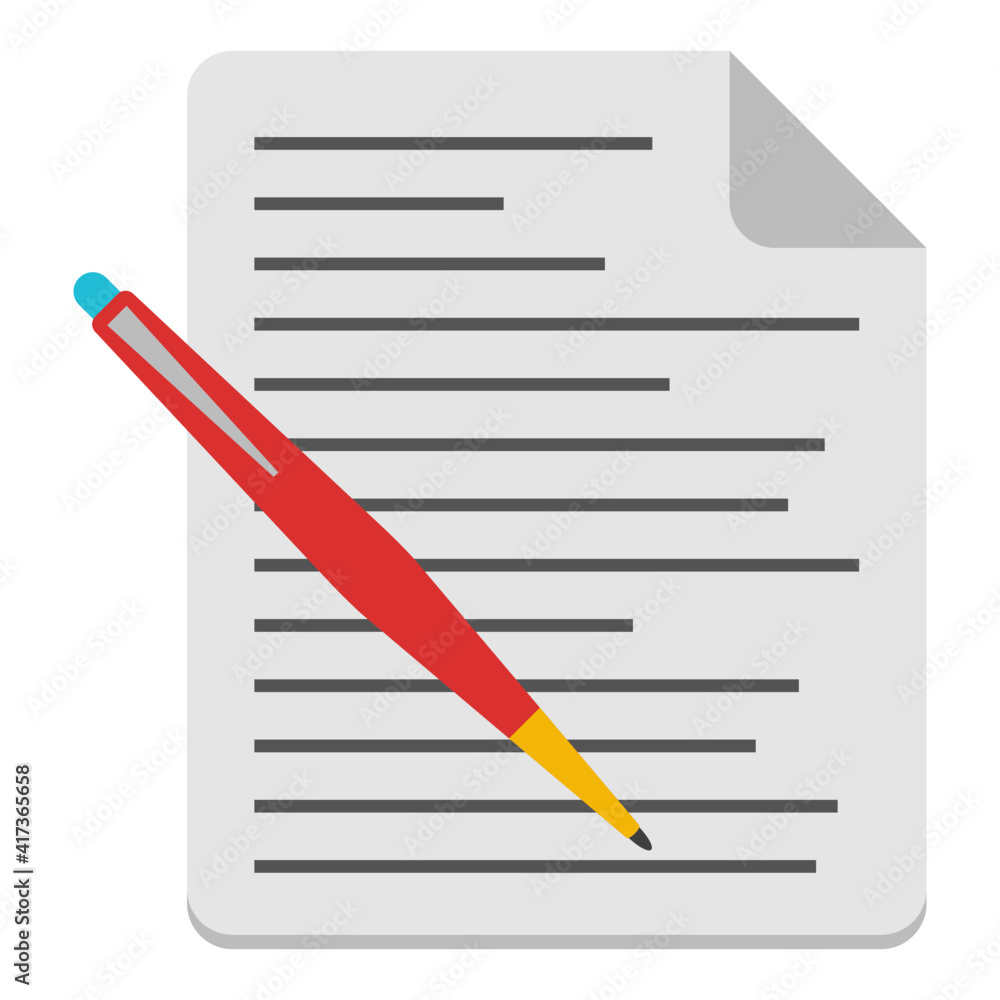 Paper with pencil, icon of article writing Paper with pencil, icon of article writing