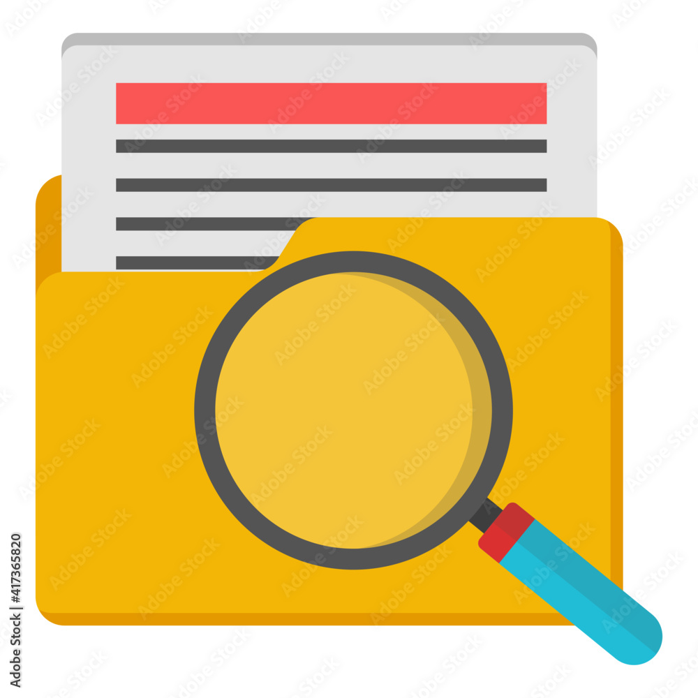 Document case under magnifying glass, search folder icon Document case under magnifying glass, search folder icon