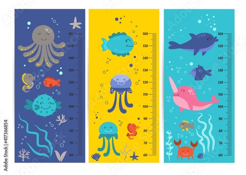 Kids height chart. Child height meter for kindergarten.