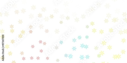 Light blue, yellow vector abstract backdrop with leaves.
