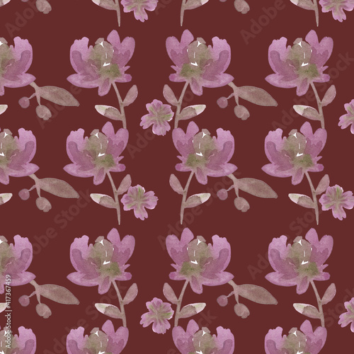 watercolor illustration seamless pattern.small watercolor flowers on a colored background,for fabric or wallpaper