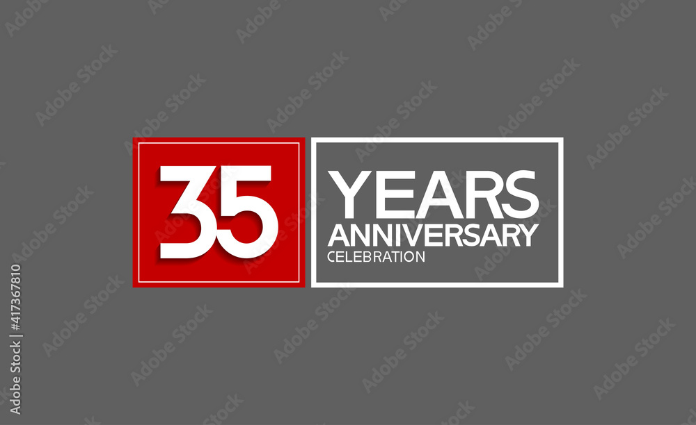 35 years anniversary in square with white and red color for celebration isolated on black background 35 years anniversary in square with white and red color for celebration isolated on black background