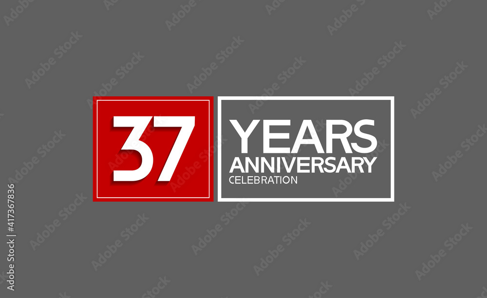 37 years anniversary in square with white and red color for celebration isolated on black background 37 years anniversary in square with white and red color for celebration isolated on black background