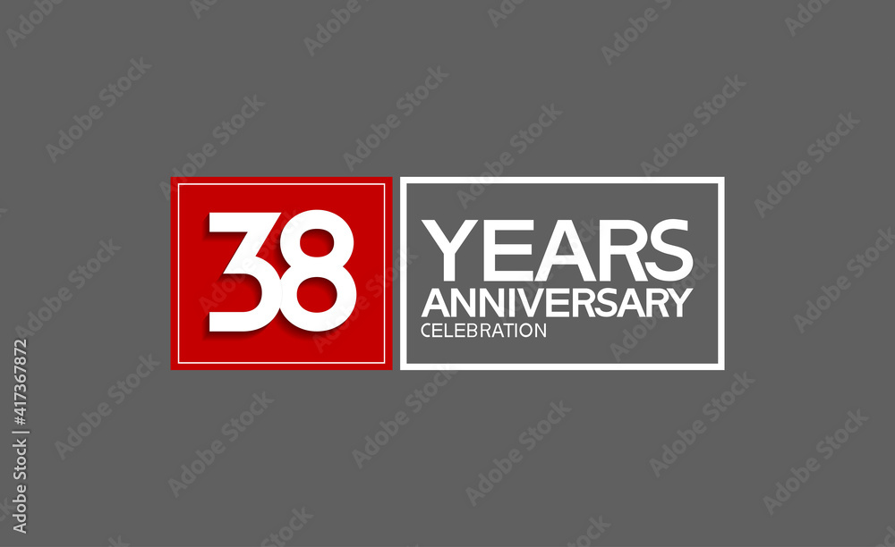 38 years anniversary in square with white and red color for celebration isolated on black background 38 years anniversary in square with white and red color for celebration isolated on black background