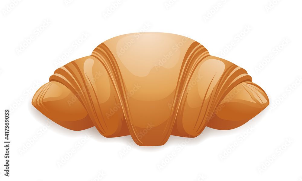 Obraz premium Illustration of croissant top view isolated on white