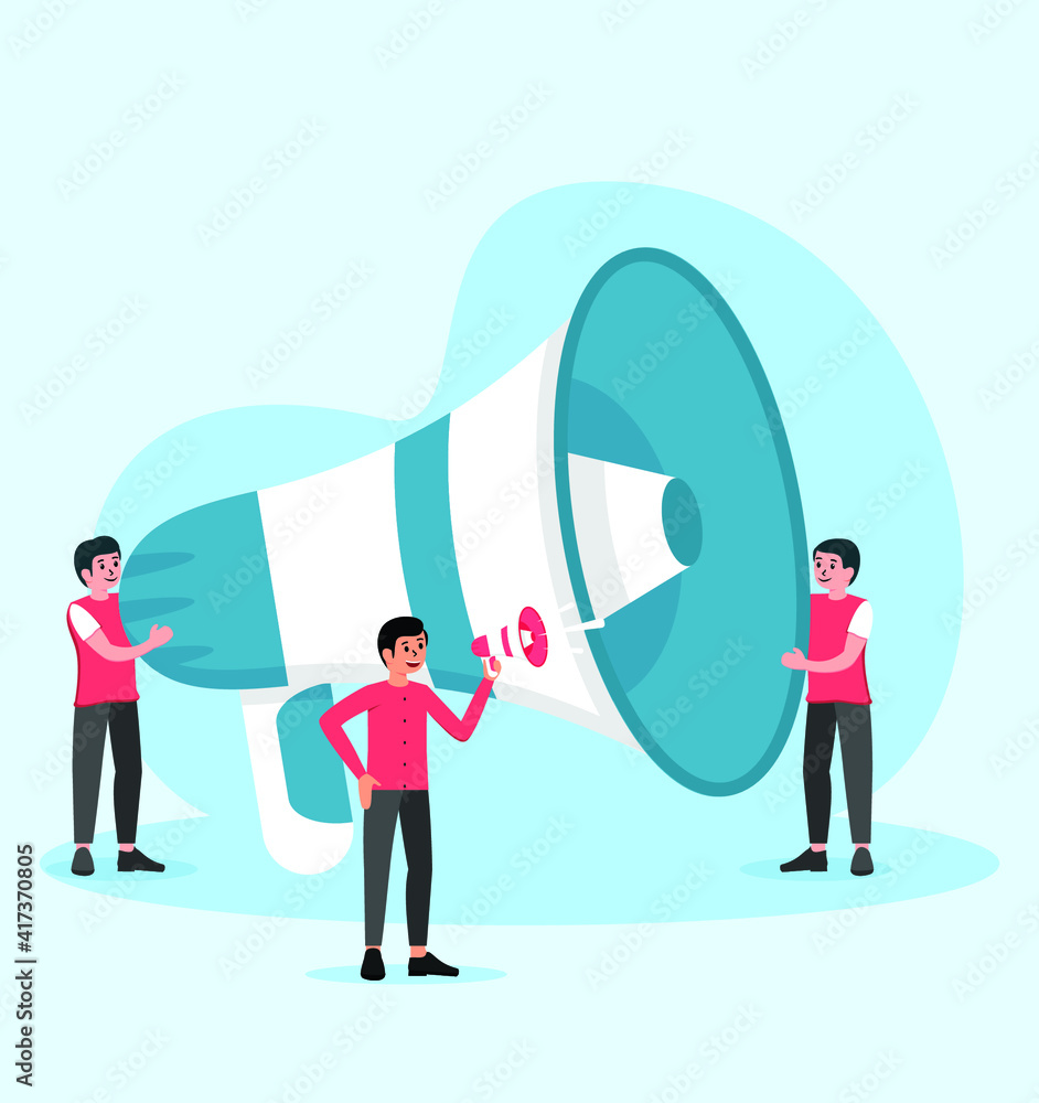Megaphone for business and Information flat Megaphone for business and Information flat