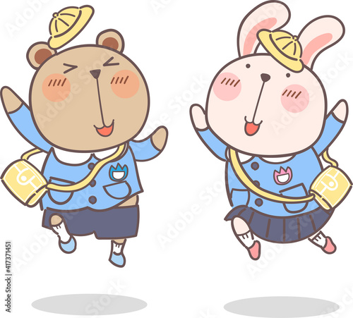 ジャンプ　うさぎとくま